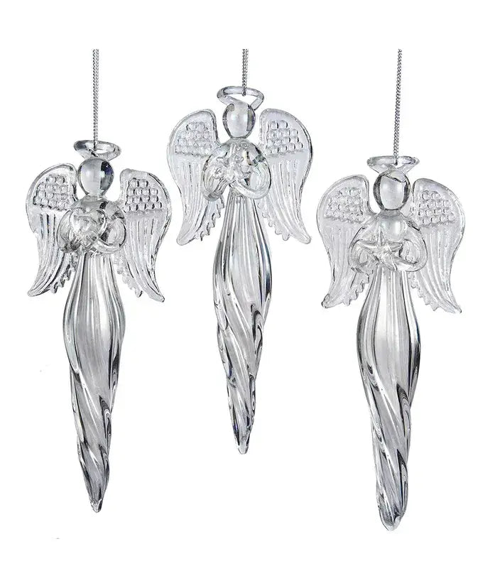 6"GLASS ANGEL ORNAMENT 3/ASSTD