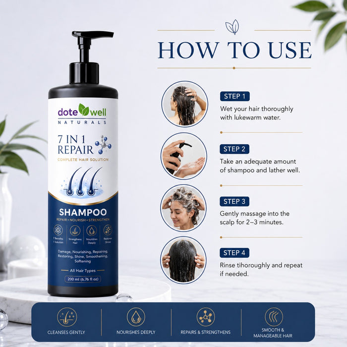 7 in 1 Repair Shampoo for Hair Fall Control & Damage Repair | Deep Nourishment for Dry & Damaged Hair | 200ml