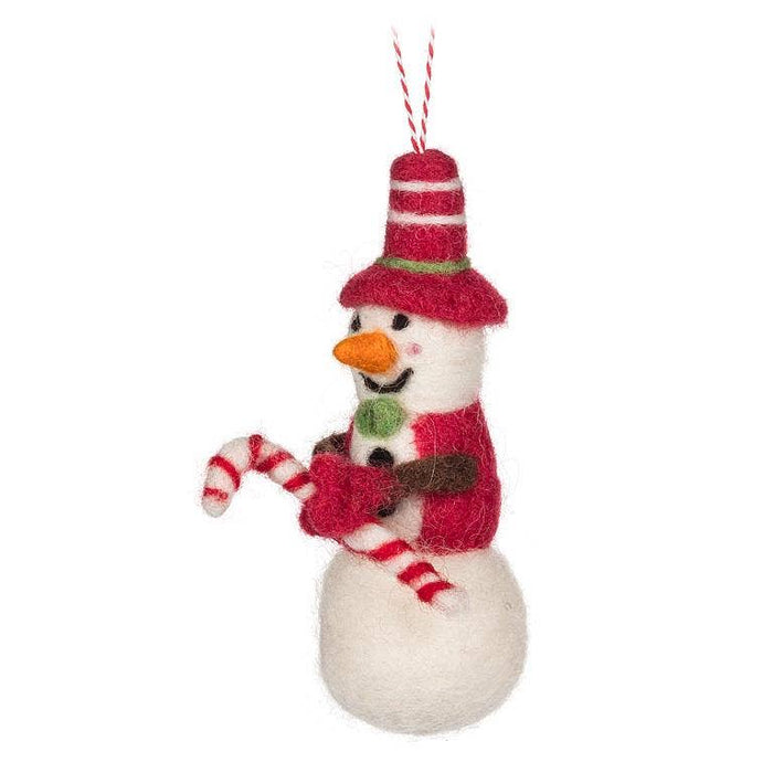 Abbott - Snowman with Hat & Candy Cane Ornament
