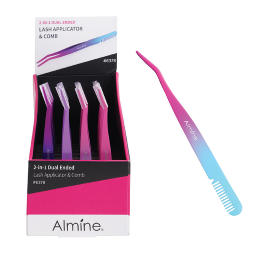 Almine 2 in 1 Dual Ended Comb & False Eyelash Applicator Tweezer 24ct Display Set