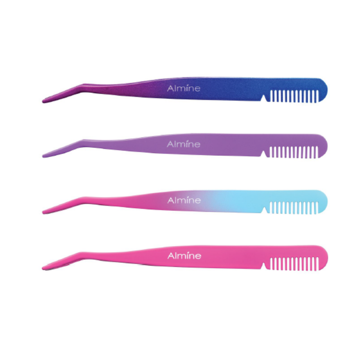 Almine 2 in 1 Dual Ended Comb & False Eyelash Applicator Tweezer 24ct Display Set