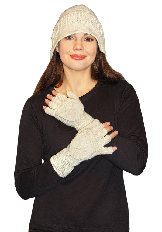 Alpaca Yarn Gloves with Mitten Covers