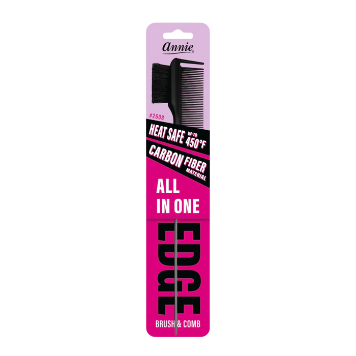 Annie All In One Carbon Edge Brush & Comb, 1 Count, Black