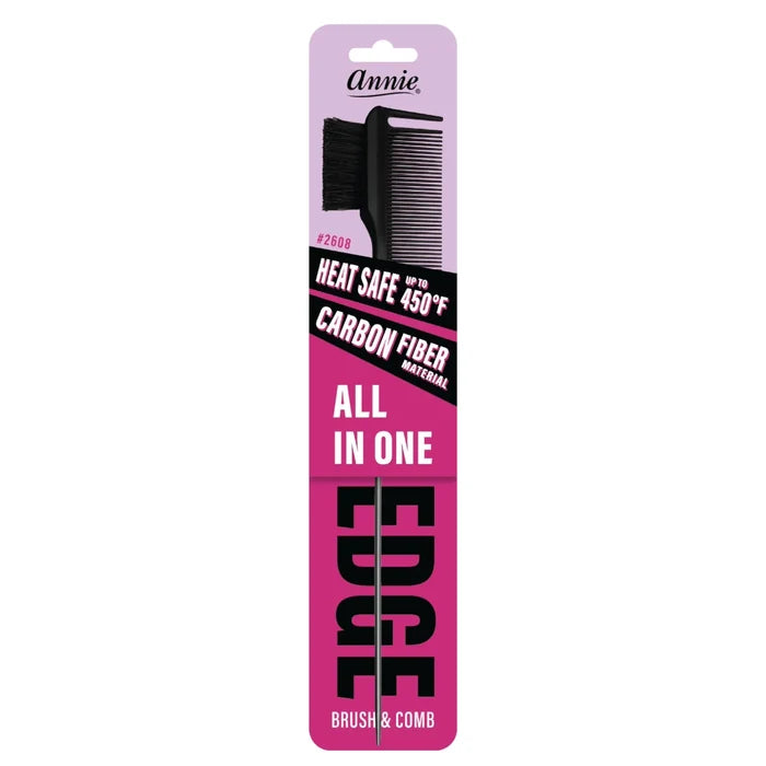 Annie All In One Carbon Edge Brush & Comb, 1 Count, Black