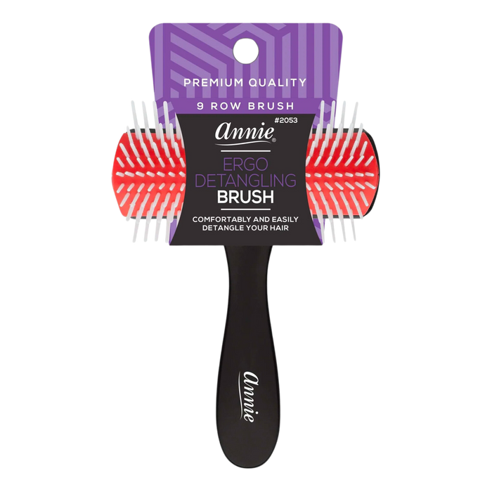 Annie Ergo Detangling Brush 9 Row, 1 Count, Black & Red