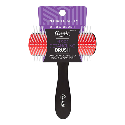 Annie Ergo Detangling Brush 9 Row, 1 Count, Black & Red