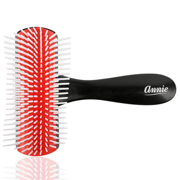 Annie Ergo Detangling Brush 9 Row, 1 Count, Black & Red