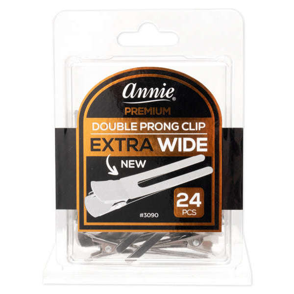 Annie Premium Extra Wide Double Prong Metal Hair Clips , 24 Count, Silver