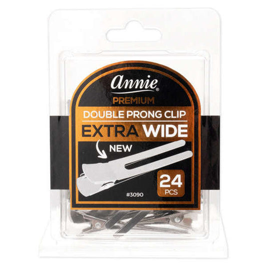 Annie Premium Extra Wide Double Prong Metal Hair Clips , 24 Count, Silver