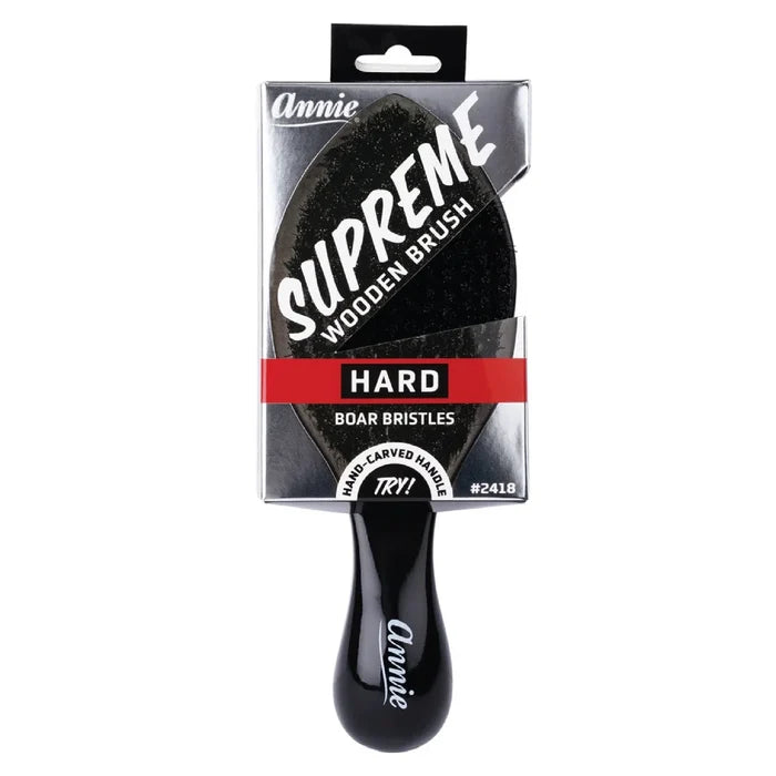 Annie Supreme Club Brush Hard Boar Bristles, 1 Count, Black