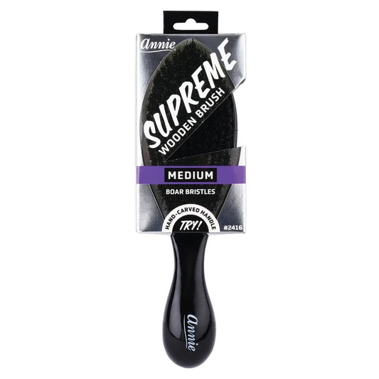 Annie Supreme Wave Brush Medium Boar Bristles, 1 Count, Black