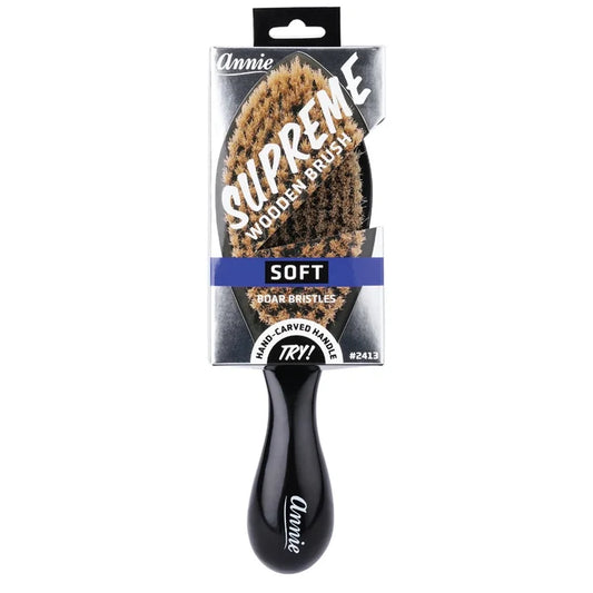Annie Supreme Wave Brush Soft Boar Bristles, 1 Count, Black