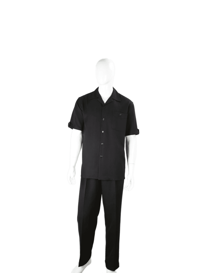 Apollo King SUITS Apollo King Royal Diamond Solid Black Classic Fit 2 Piece Walking Suit