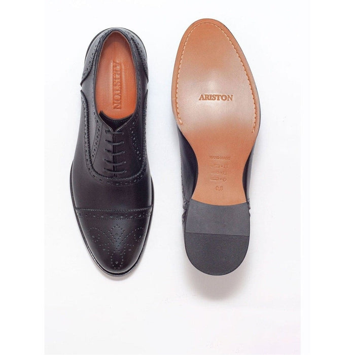Ariston SHOES Ariston Mens Black Oxford Lace-up Leather Dress Shoes