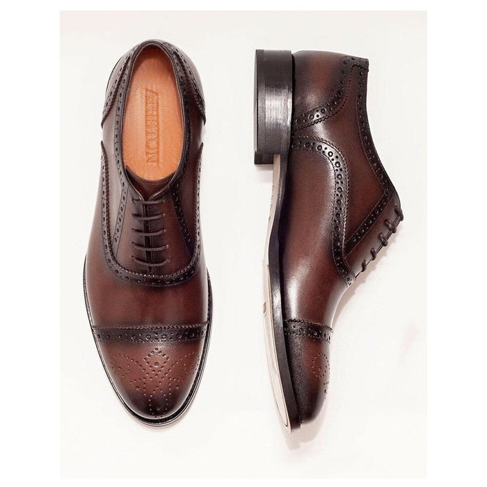 Ariston SHOES Ariston Mens Chestnut Brown lace-up Oxford Leather Dress Shoes
