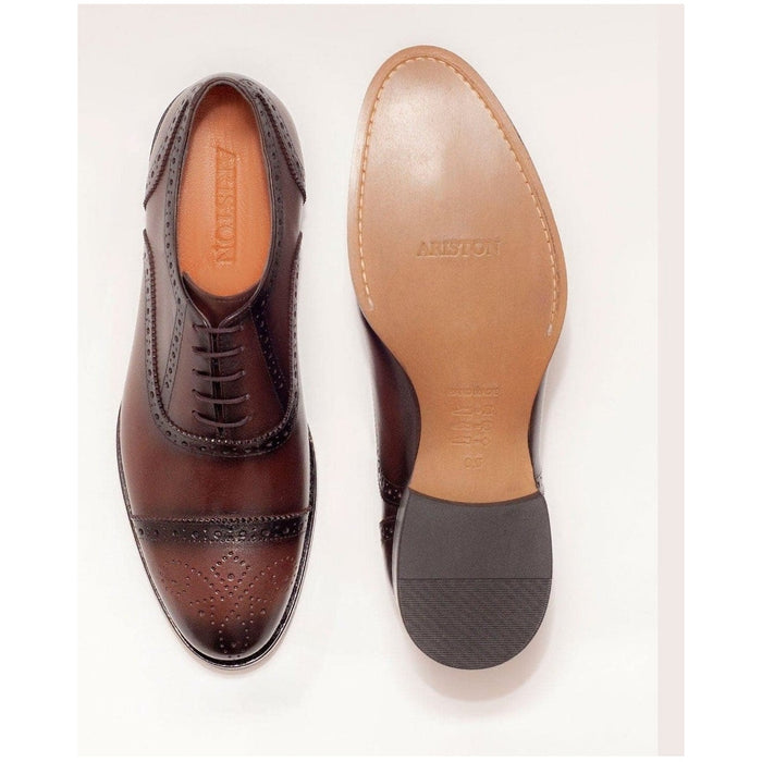 Ariston SHOES Ariston Mens Chestnut Brown lace-up Oxford Leather Dress Shoes