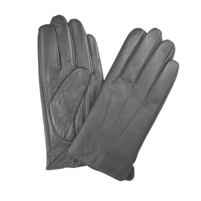 Ariston Mens Solid Gray Touch Screen Genuine Leather Gloves - The Suit Depot