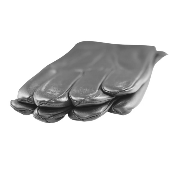 Ariston Mens Solid Gray Touch Screen Genuine Leather Gloves - The Suit Depot