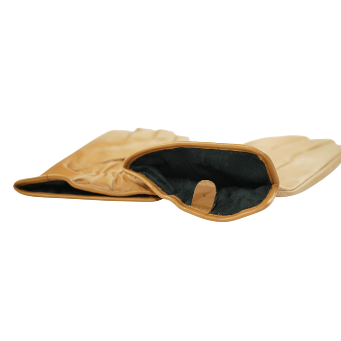 Ariston Ariston Mens Solid Tan Touch Screen Leather Gloves