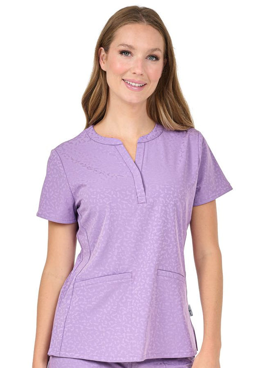 Ava Therese Jacquard Lynx Scrub Top