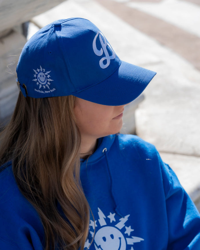 "B" With Buffalo City Seal Smiley Face Royal Cap