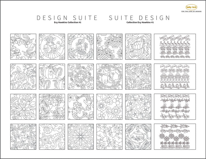 Baby Lock Design Suite Fills and Motifs Evy Hawkins Collection #1 BLA-IQFM-EH