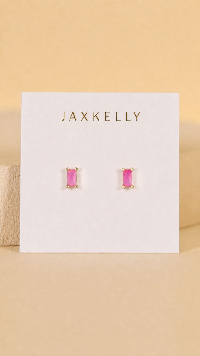 Baguette - Pink Opal - Earrings