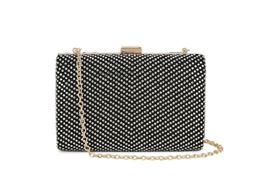 Black Crystal Diamanté Clutch Bag
