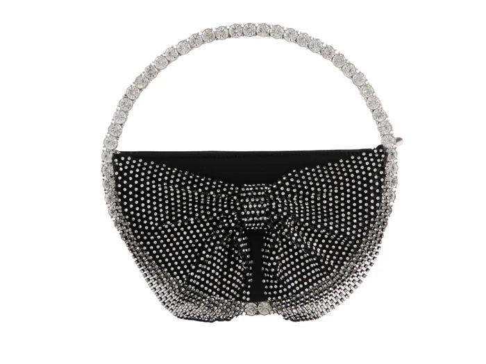 Black Diamante & Satin Shimmer Circle Bag