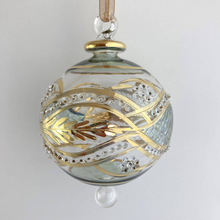 Blown Glass Ornament - Garland Green