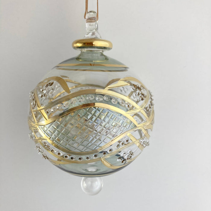 Blown Glass Ornament - Garland Green