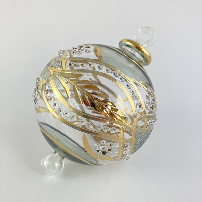 Blown Glass Ornament - Garland Green