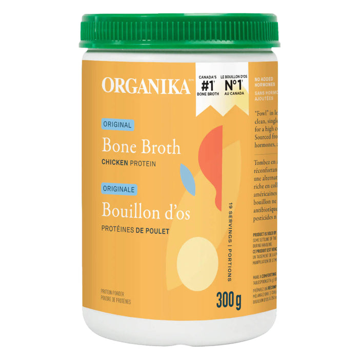 Tub of Organika BoneBroth ChickenProteinPowder Original 300Grams