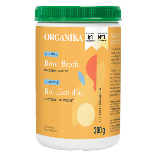 Tub of Organika BoneBroth ChickenProteinPowder Original 300Grams