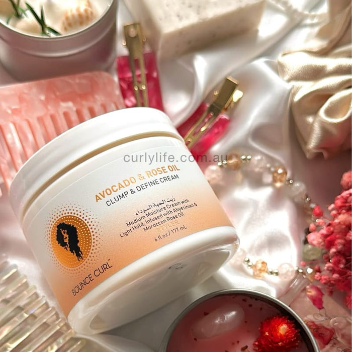 Bounce Curl Avocado & Rose Oil Clump & Define Cream for curly hair styling and moisture