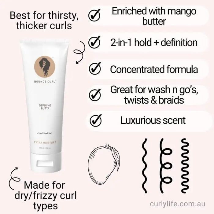 Bounce Curl Defining Butta for thirsty, thicker curls with mango butter and 2-in-1 hold