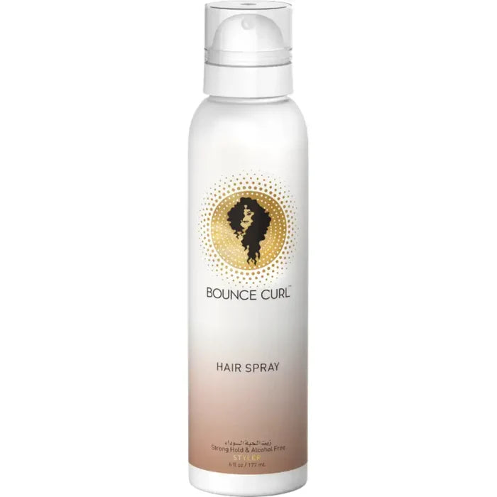 Bounce Curl Hair Spray for strong hold, alcohol-free, perfect for curly hair styling