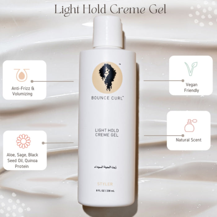 Bounce Curl Light Hold Creme Gel for curly hair – vegan, anti-frizz, natural scent, with aloe & quinoa