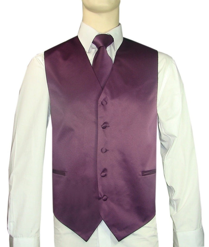 BQ Plum Men's Satin Solid Vest-10AA