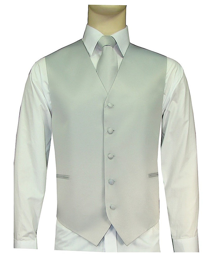 BQ Silver Men's Satin Solid Vest-10Q