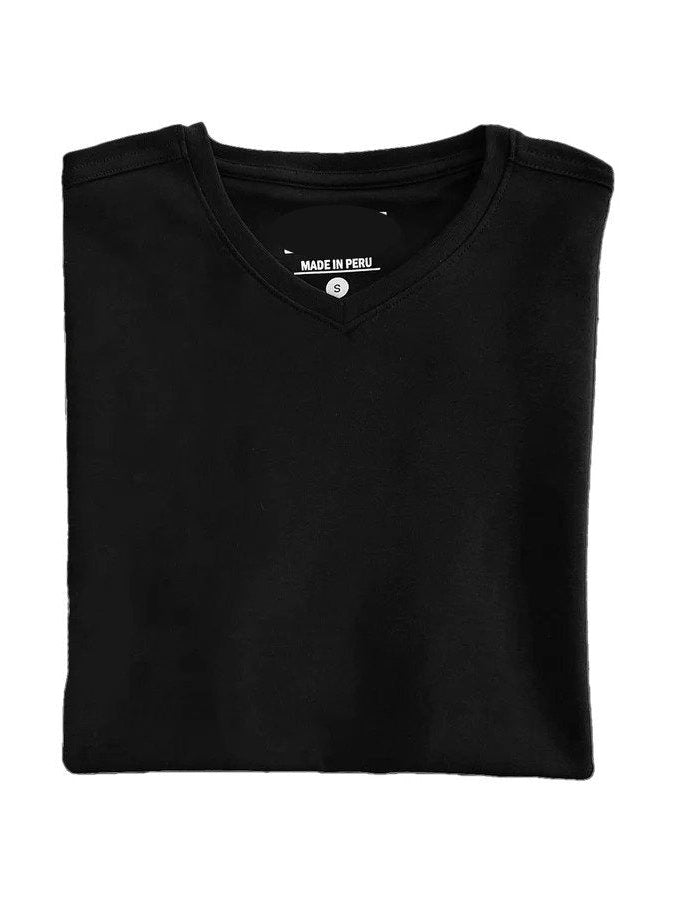 Briani Uomo Mens Black Short Sleeve V Neck 100% Pima Cotton Casual Shirt