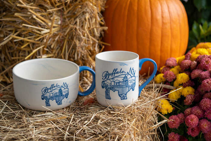 Buffalo Skyline Marble Mug - Blue