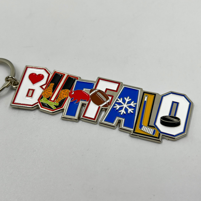 Buffalo With Icons Keychain