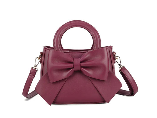 Burgundy Bow Mini Clutch Bag