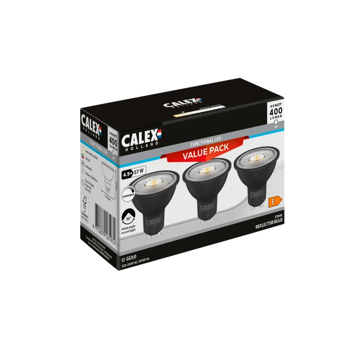 Calex Reflector LED - 3 pack - GU10 - CCT - Black