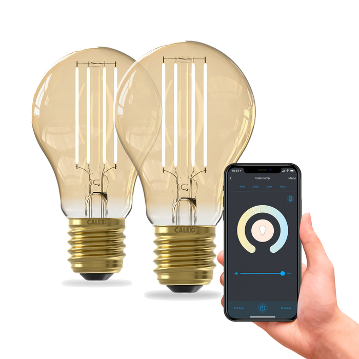 Calex Smart LED Bulb - 2 Pack - E27 - A60 - CCT - Gold