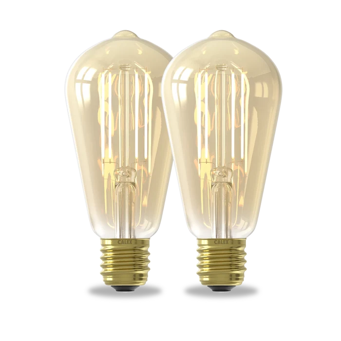 Calex Smart LED Bulb - 2 Pack - E27 - ST64 - CCT - Gold