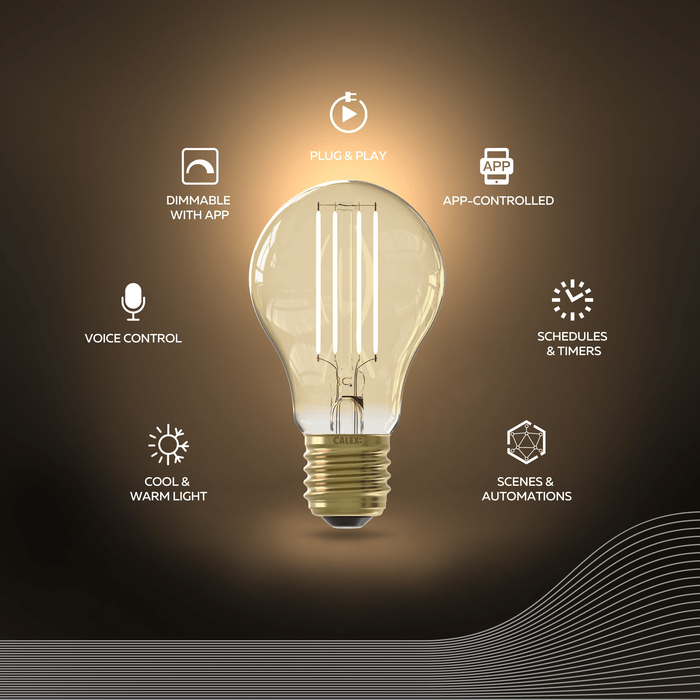 Calex Smart LED Bulb - E27 - Filament - A60 - CCT - Gold