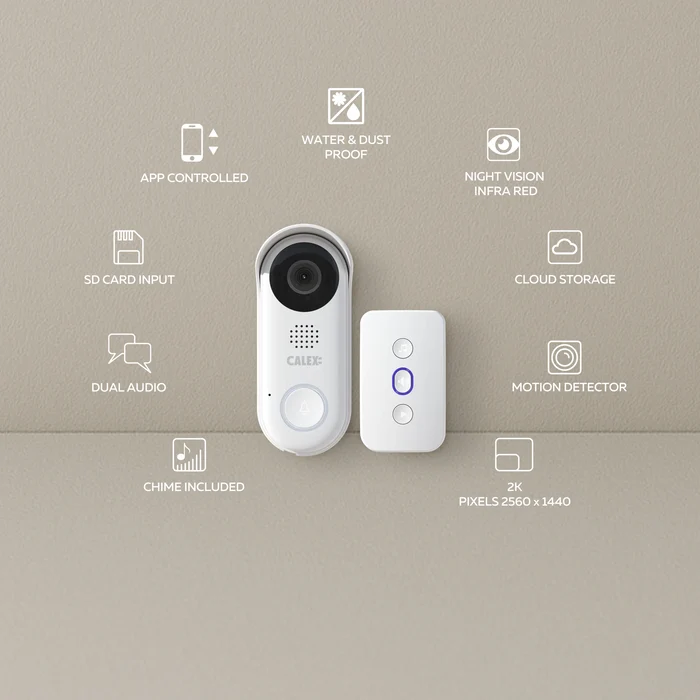 Calex Smart Video Doorbell - 2K - White