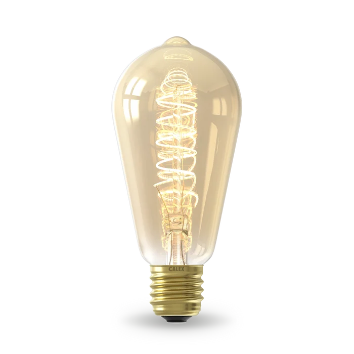 Calex Spiral Filament LED Bulb - E27 - ST64 - Gold